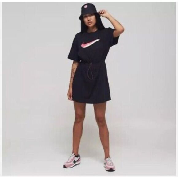 Nike Sportswear Icon Clash T-Shirt Dress Womens 1X Khaki Active Wear Drawstring - Picture 3 of 10
